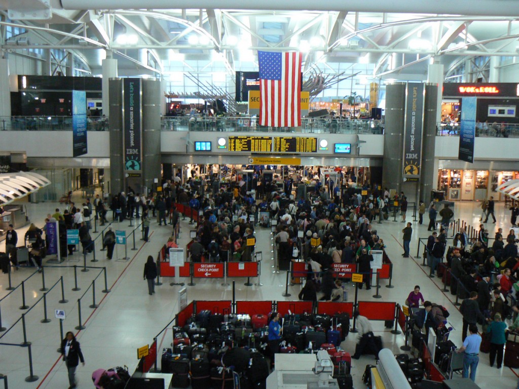 New York JFK Airport going through security