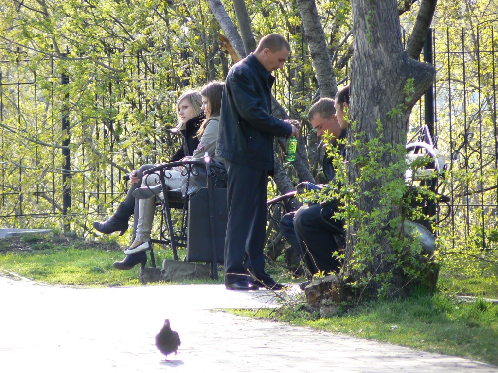 Tomsk Drinking beer in park