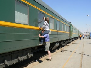 Trans-Siberian train windows clean